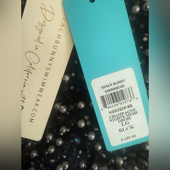 Beach Bunny Champagne Nights Pearl Mesh Cover Up Dress - Black NWT SIZE LARGE - Picture 3 of 4